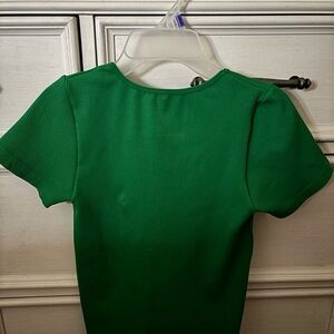 Green Ribbed Short Sleeve Top